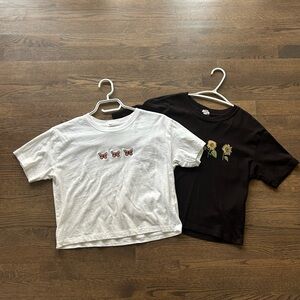 Butterfly and Sunflower T-Shirts - White and Black